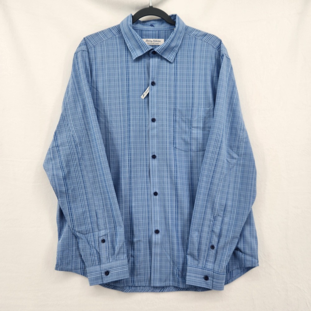 Tommy Bahama Bahama  Mens L NWT Coast Sandbar Stripe Shirt Cabo‎ Blue ST326888